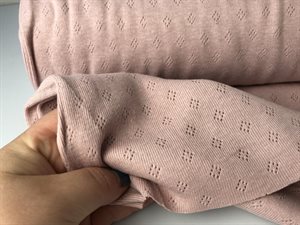 Bomuldsjersey - fin hulmønstret i blid rosa